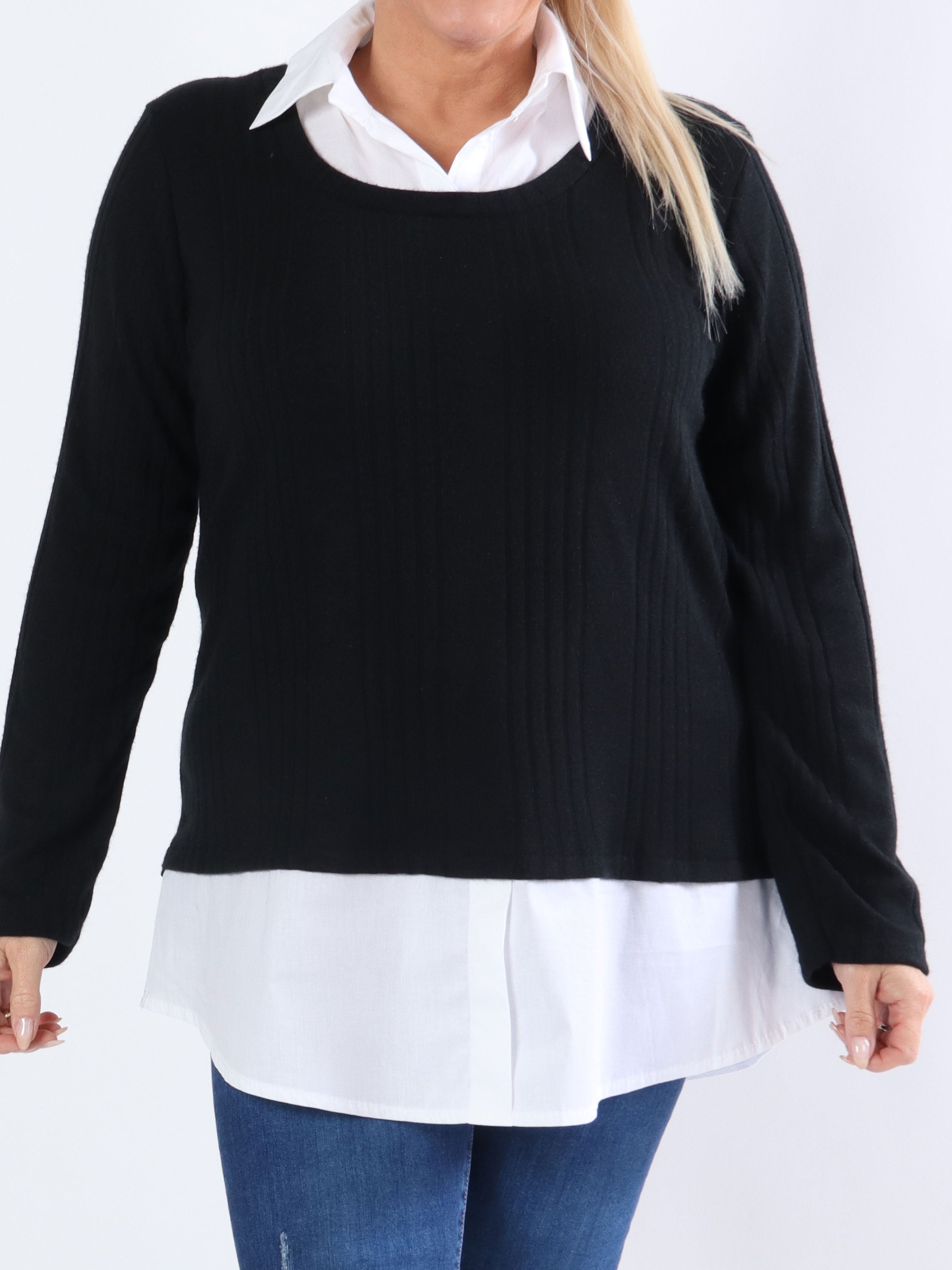 Vegin - Söt plus size blus med fuskskjorta